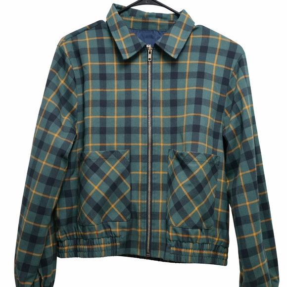Princess Highway Jackets & Blazers - Princess Highway Green Plaid Cropped Jacket